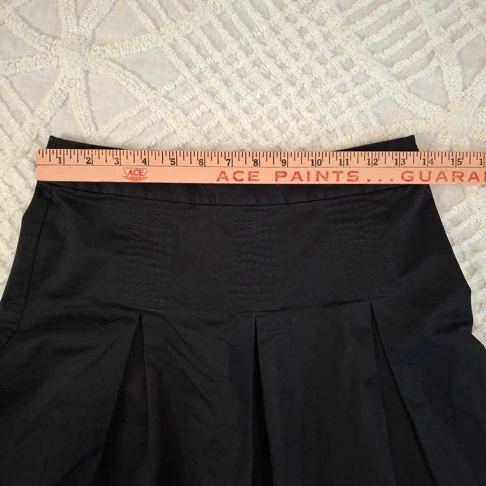 Talbots Black Pleated A-Line Petite Skirt Size 2P Cotton Stretch Side Zip - Picture 3 of 6
